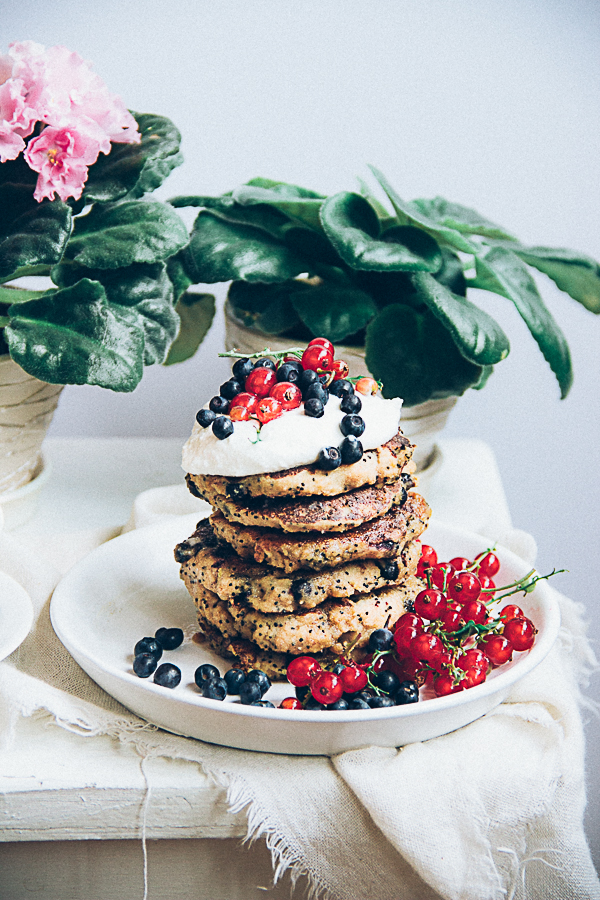 Buckwheat Poppy Seed Pancakes with Blueberries